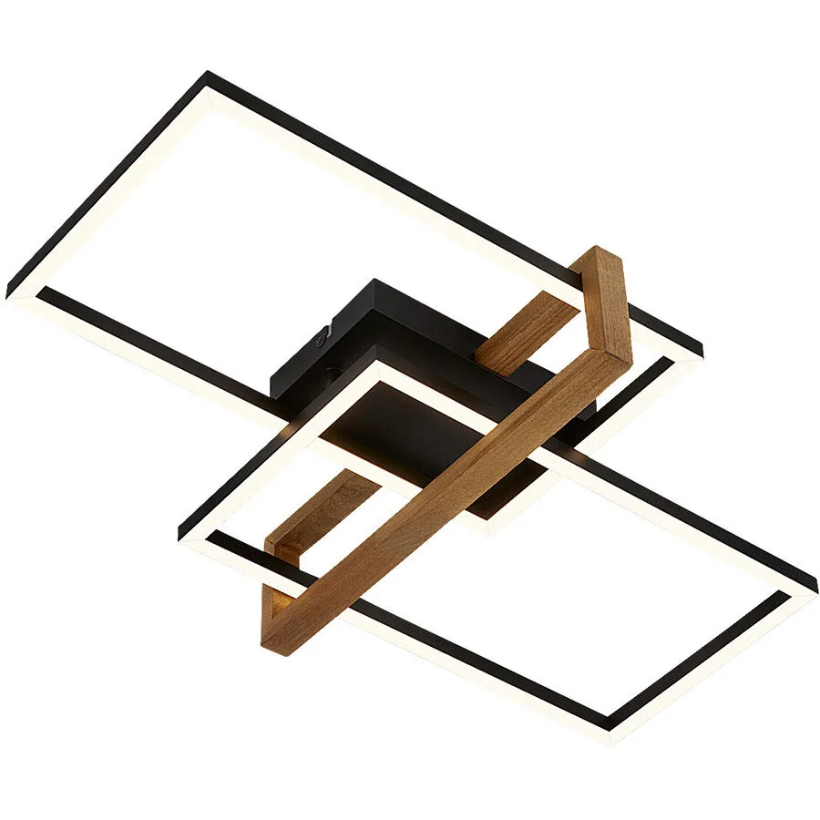 Deckenlampe Talla Schwarz Holz/Metall - LED - Lichtfarbe: Warmweiss - LED Energiesparlampen