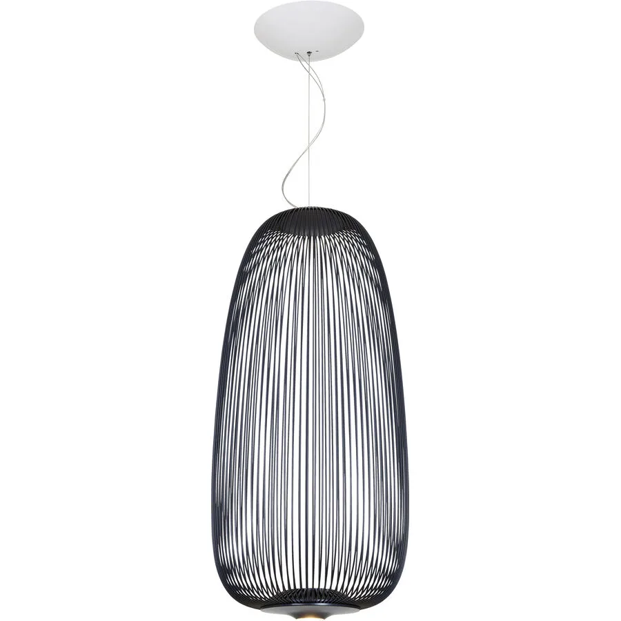 Foscarini Pendellampe Spokes MyLight 1 Grau Aluminium/Stahl 33 cm 71 cm - Farbe: graphit - LED - Lichtfarbe: Extra warmweiss - Pendellampe- LED