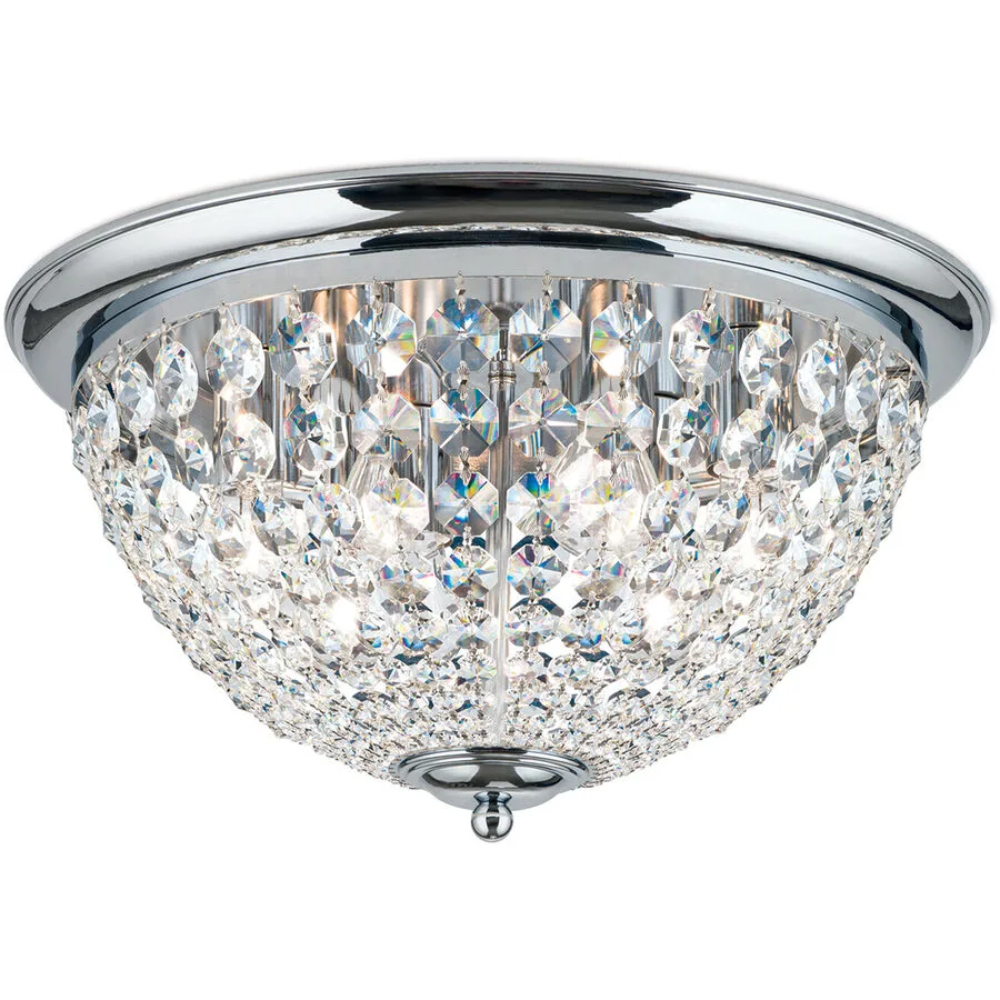 Briamond Deckenlampe Plafond Grau Stahl/Kristall 47 cm 26 cm - Farbe: Chrom/klar
