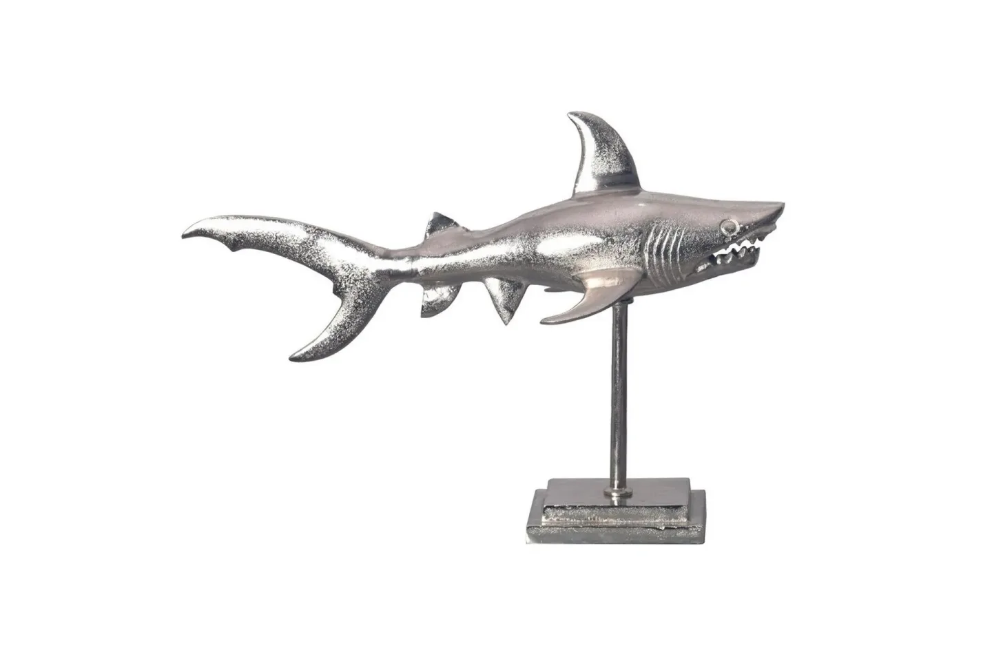 Dekorativ figur Wohnling Dekorhaj 70 cm aluminium, maritim stil Silver - Silver