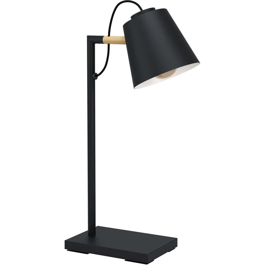 Eglo Tischlampe Lacey Schwarz Stahl/Holz 13.5 cm 48.5 cm - Material: Holz/Stahl