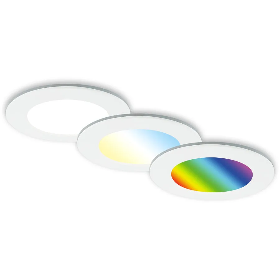 Einbaustrahler Nesso Kunststoff weiss RGB Ø9,2 cm - LED - Lichtfarbe: Extra warmweiss - Helles Neutralweiss - LED Energiesparlampen
