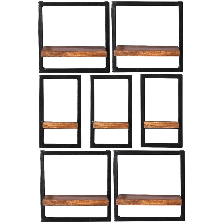 Wandregal Ecuador natur, schwarz Mangoholz, Metall B 75 T 25 cm