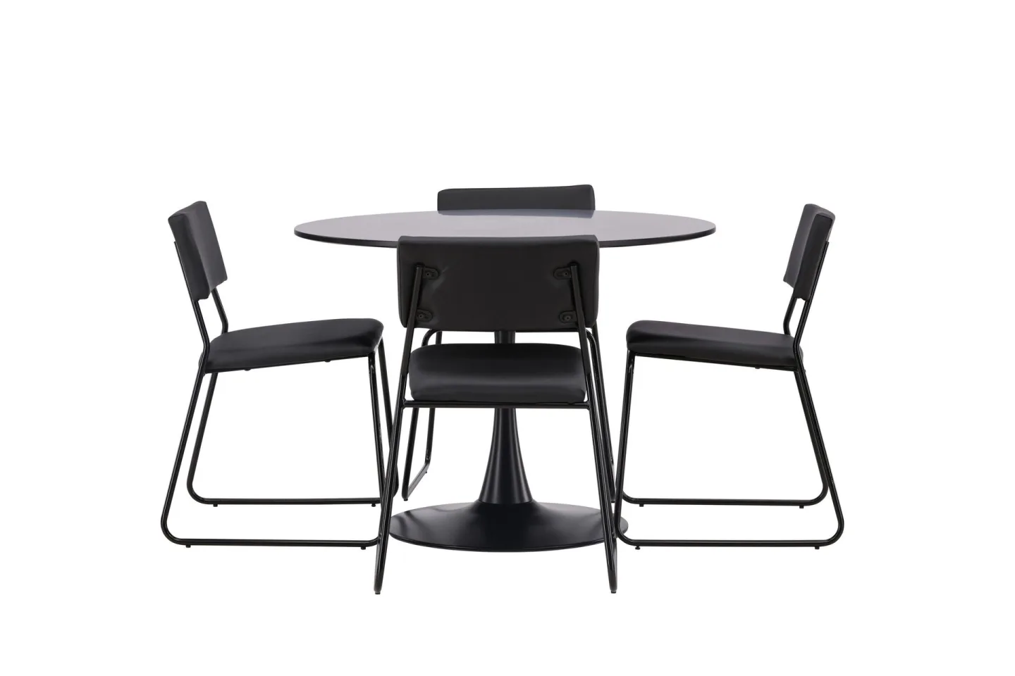 Glade Matgrupp 100 cm Rund med 4 Kenth Stolar - Svart