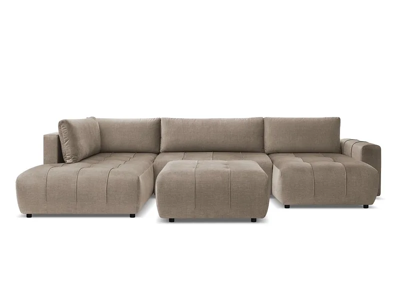 Panorama-Ecksofa mit Hocker BOBOCHIC ARSENE Samt taupe