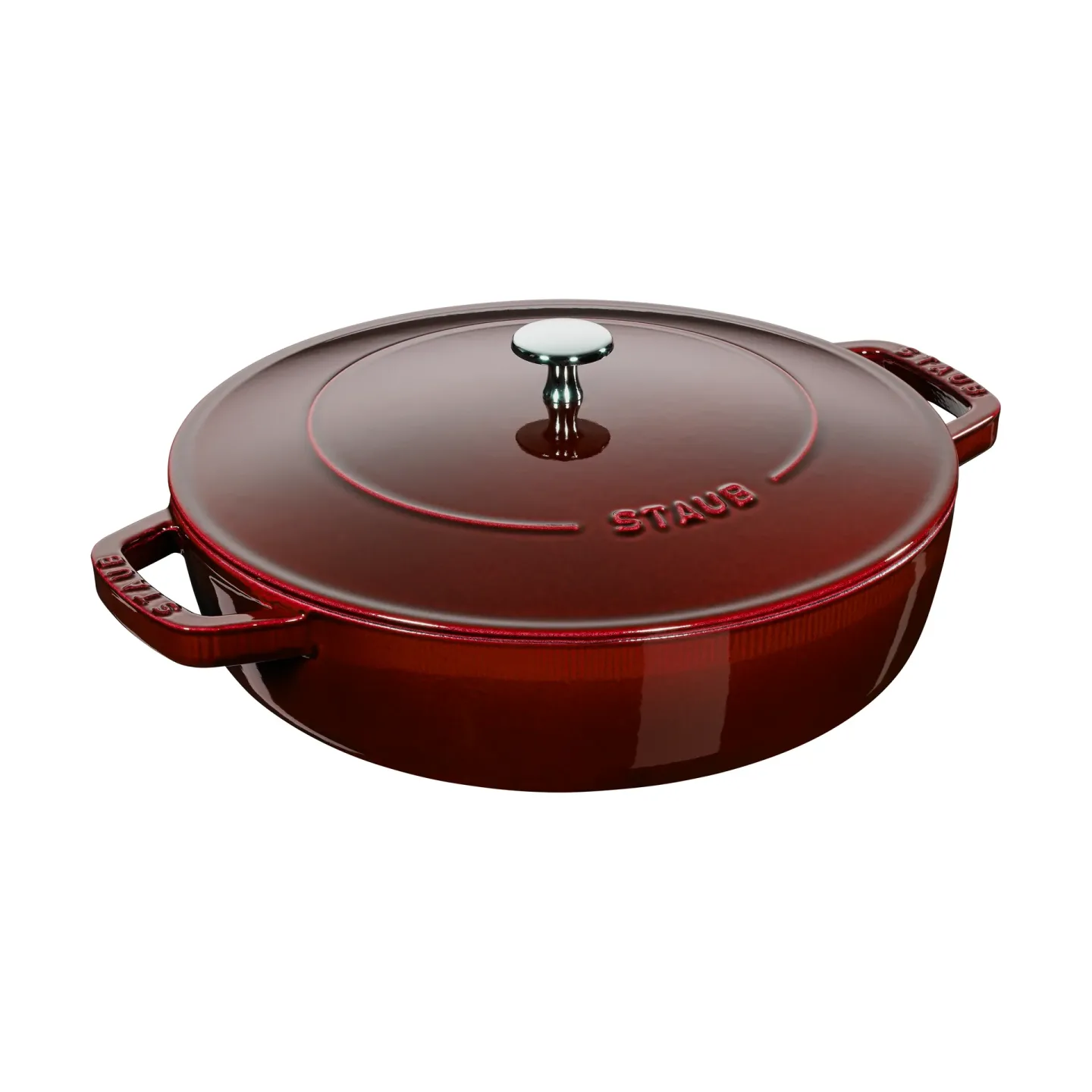STAUB Staub Chistera tiefe Schmorpfanne Gusseisen Ø24 cm Granatrot
