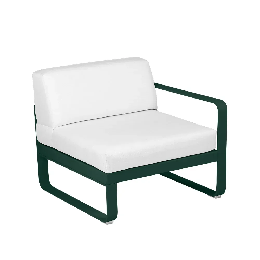 Fermob Bellevie Right modulsoffa Cedar green (grön), off-white dyna, 1-sits