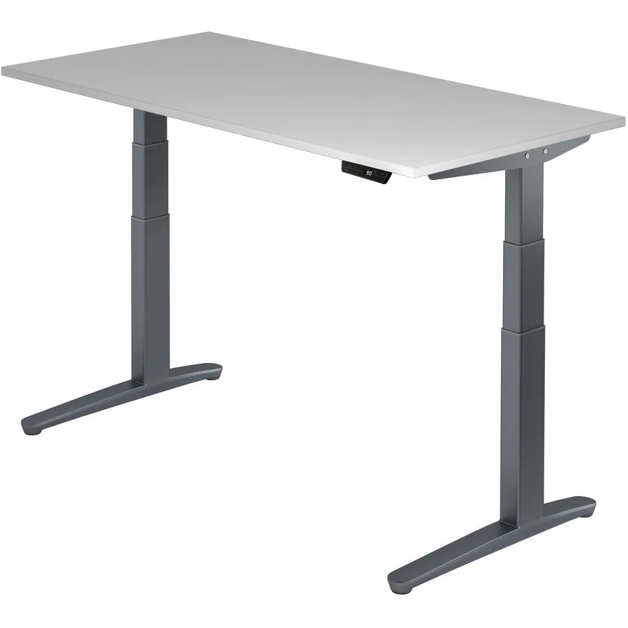 Schreibtisch Office grau Holzwerkstoff Höhenverstellbar B 160 T 80 cm