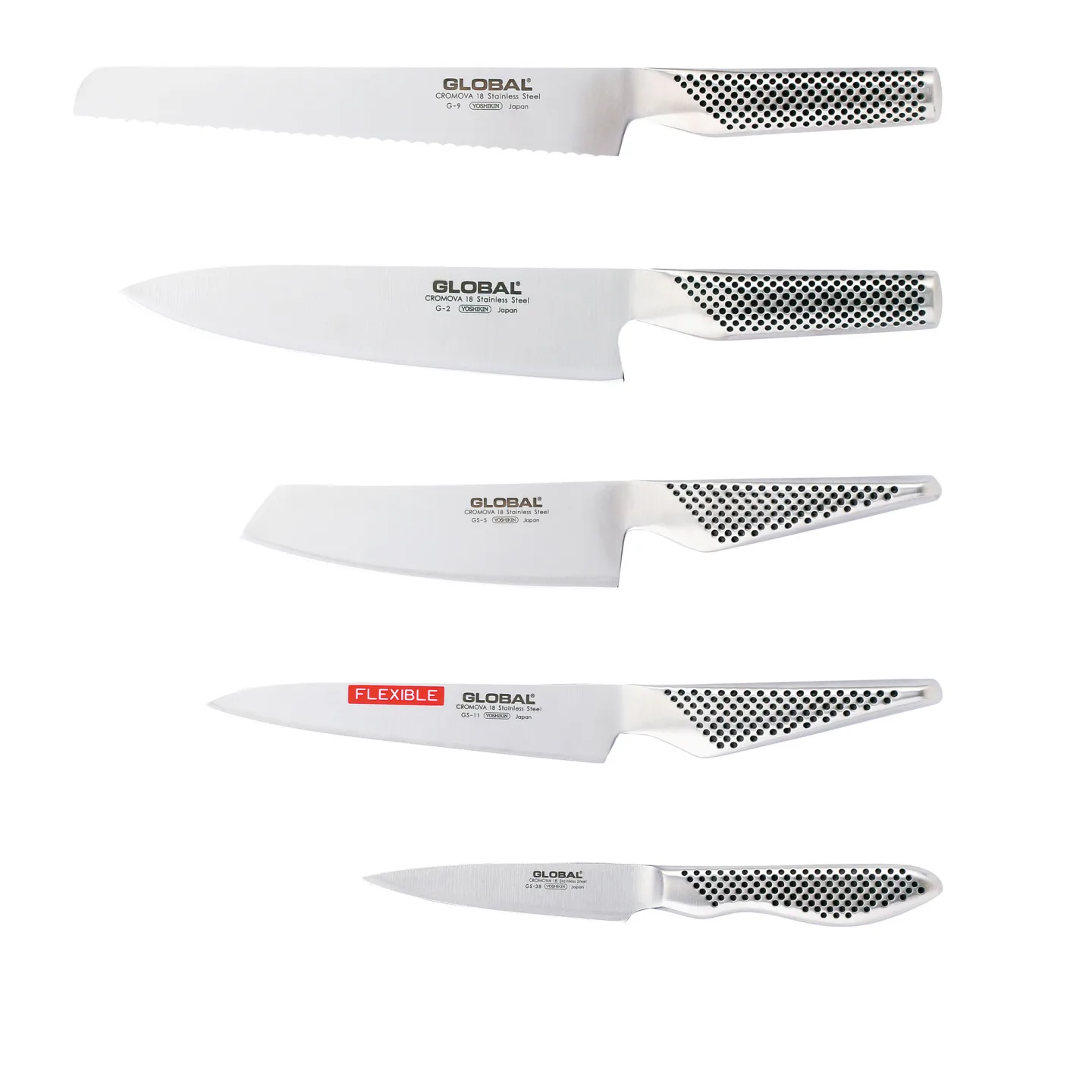 Global - Knivset 5 Delar G-2, 9, GS-5, 11, 38 - Knivset - Metall