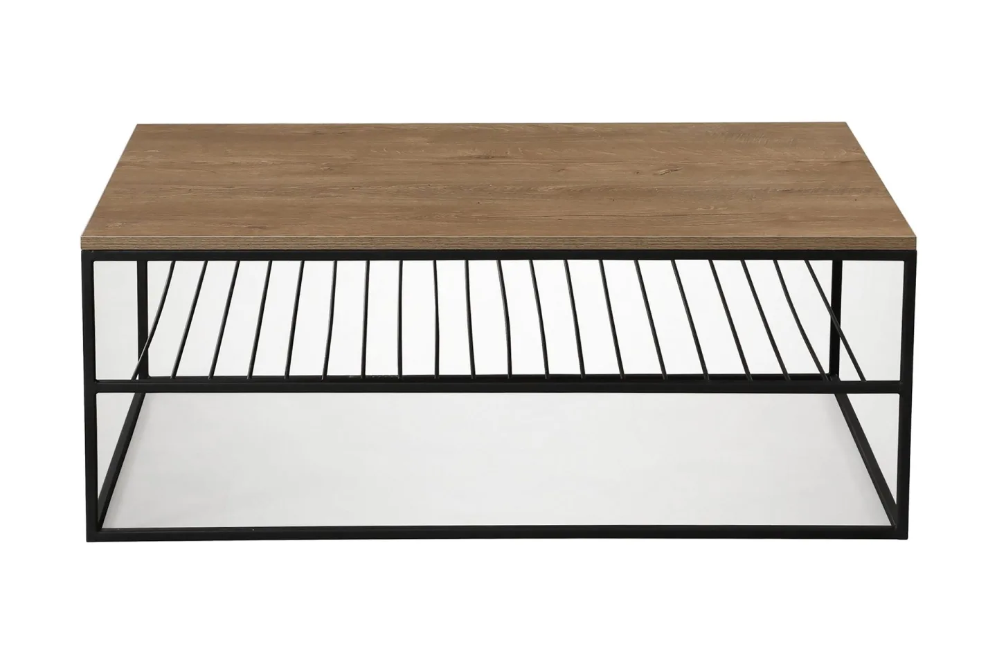 Falan Soffbord 95 cm med Hyllor Ribbor - Brun/Ek