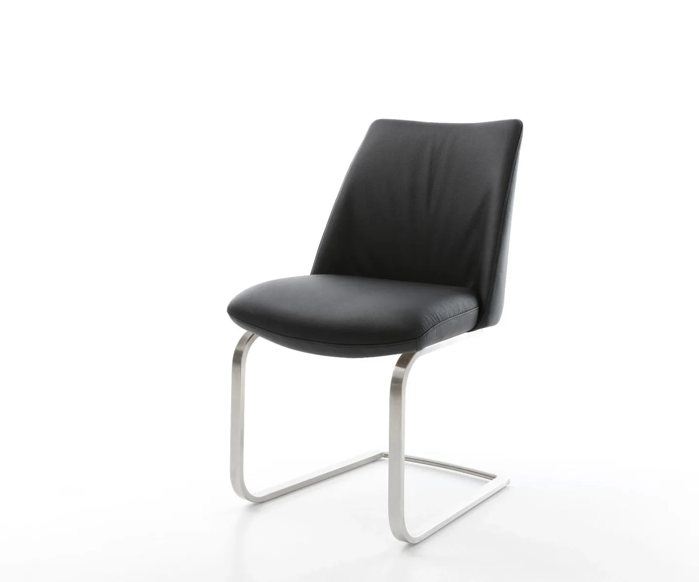 Freischwinger Elso-Flex Echt-Leder Schwarz Freischwinger flach Edelstahl Taschenfederkern