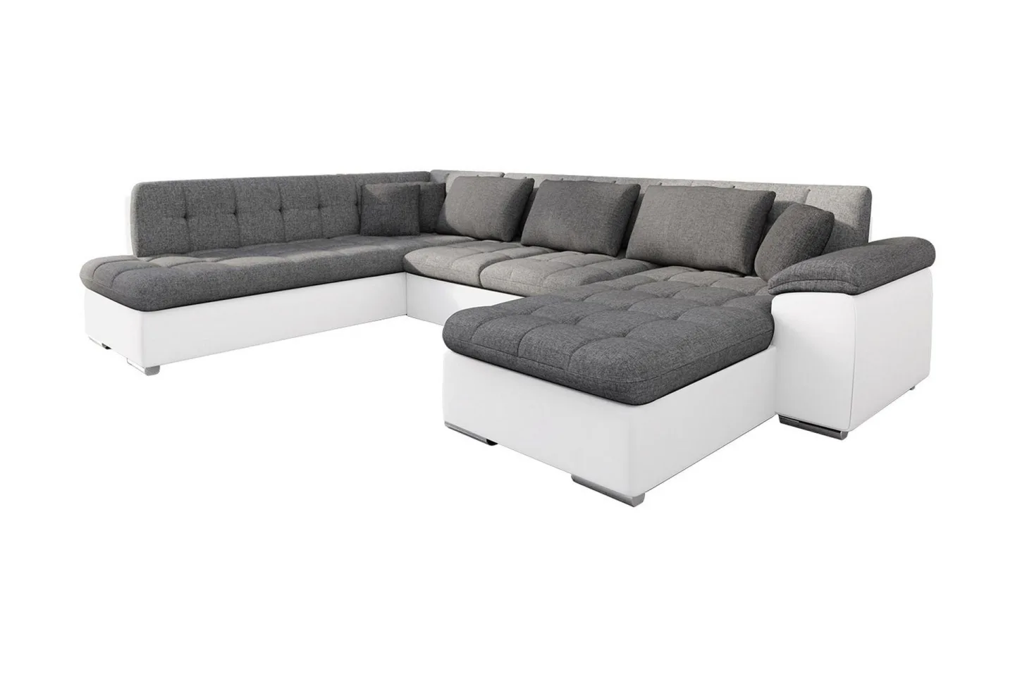 Niko U-Bäddsoffa 350x205x76 cm Divan Höger - Grå/Vit