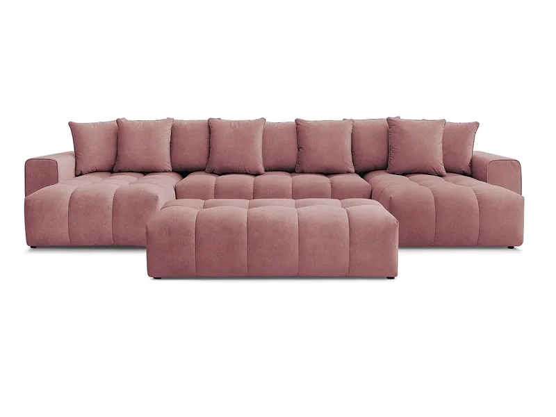 Panorama-Ecksofa mit Hocker BOBOCHIC MONT-BLANC Samt rosa