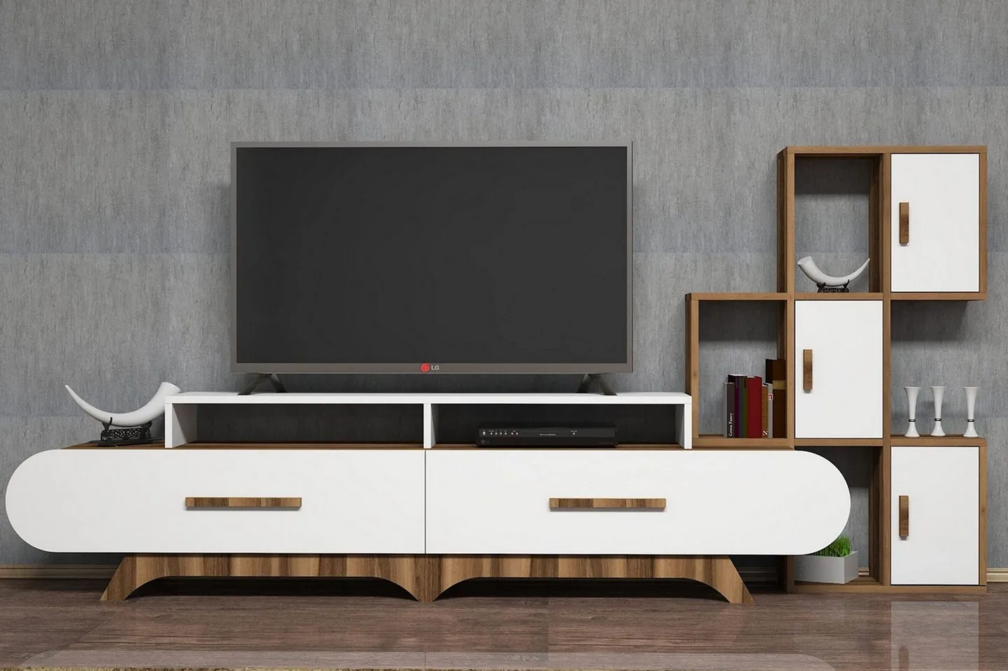 Hovdane TV-Möbelset 205 cm - Brun/Vit