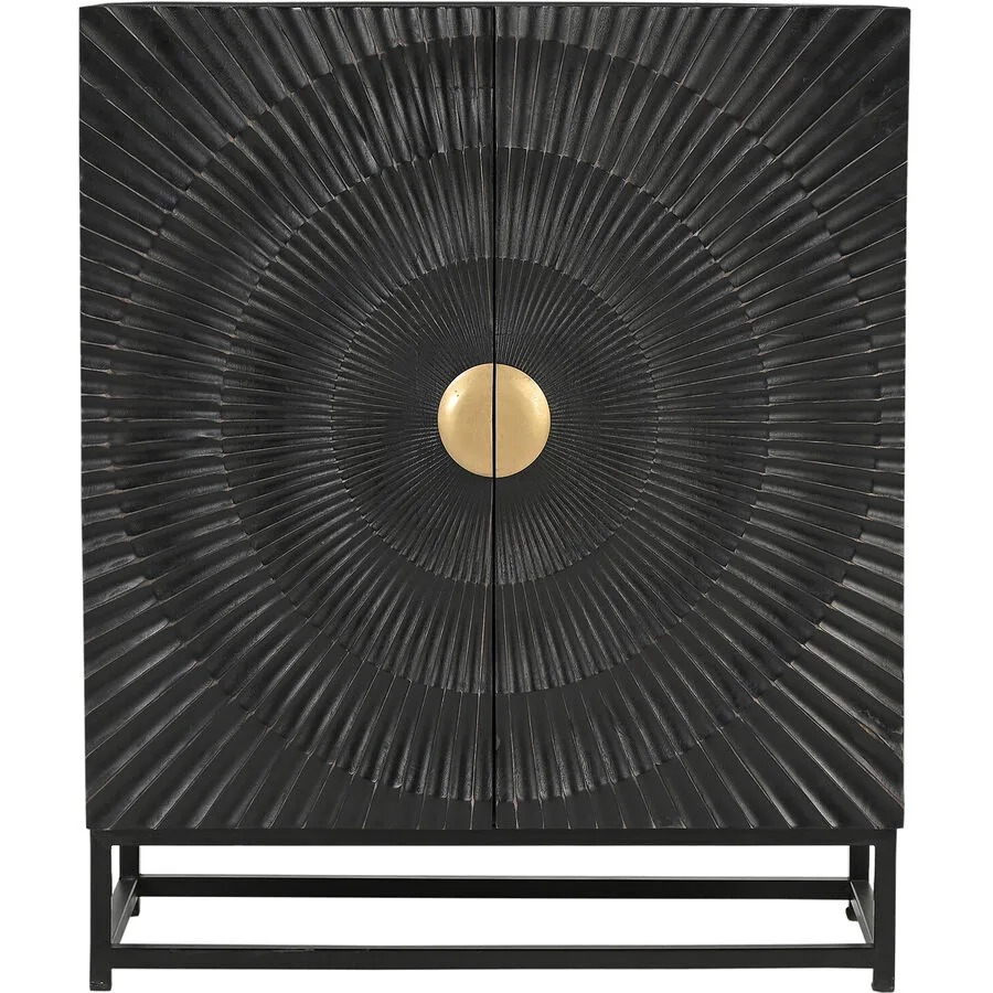 Kommode Smooth schwarz-gold Mangoholz massiv Massivholz B 75 H 90 cm