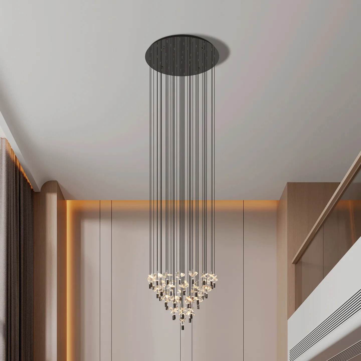 Comareira Hängelampe nickel 220x78 cm CCT - Stars of Light - Wohnzimmer - Modern - Glas - Mehrflammig