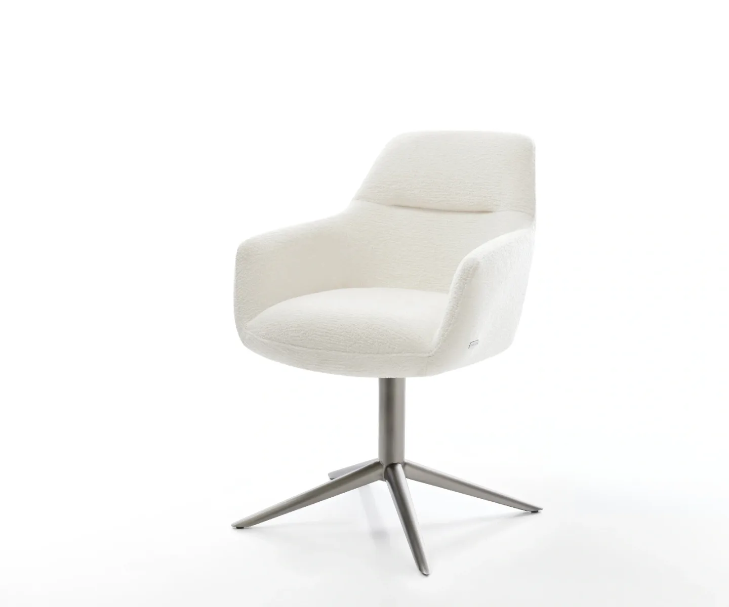 Drehstuhl Pejo-Flex Bouclé Soft Beige Fußkreuz Graphit 360° drehbar Wippfunktion Taschenfederkern