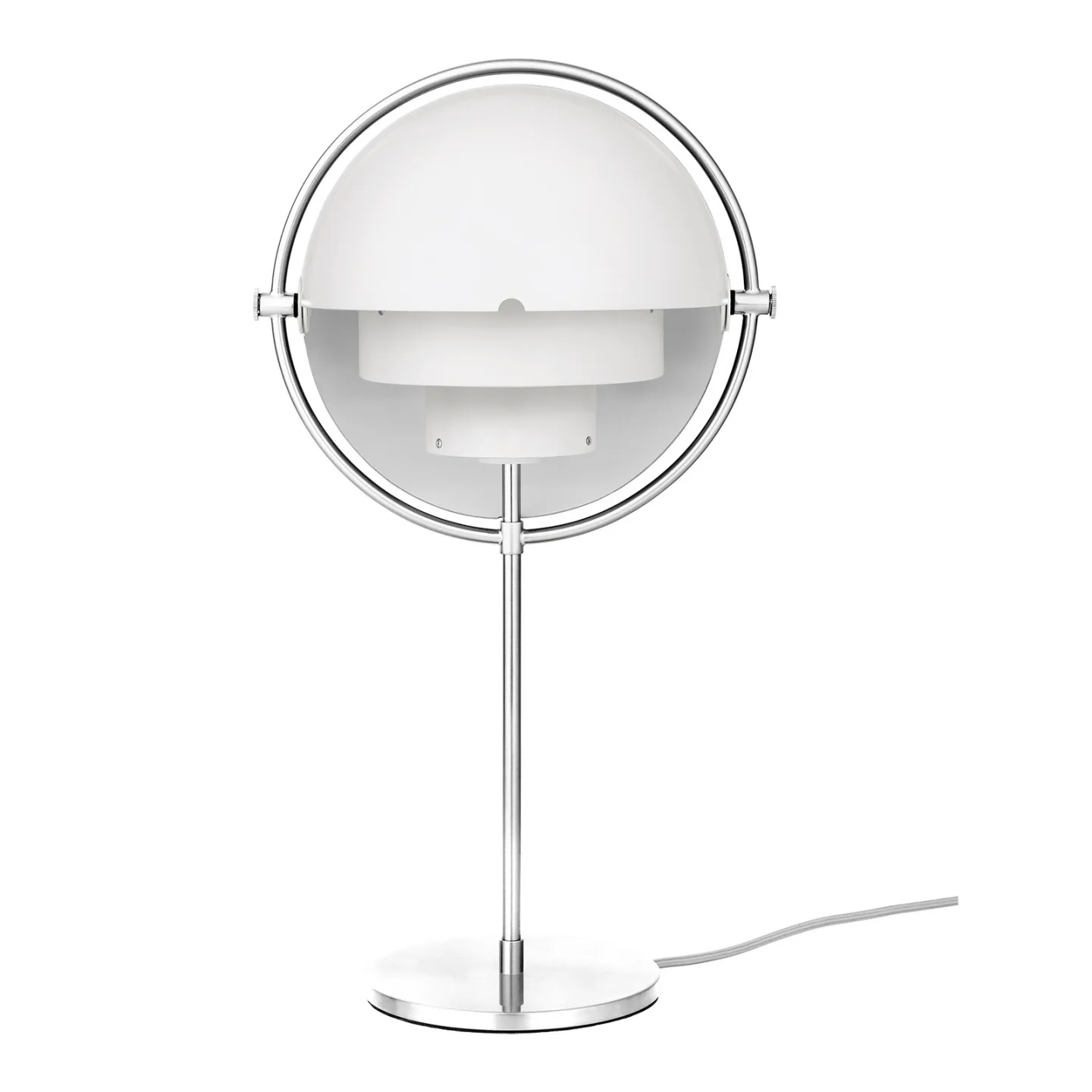 Multi-Lite Tischleuchte Chrome/White - GUBI - Wohnzimmer - Design - Metall - Mit Schirm