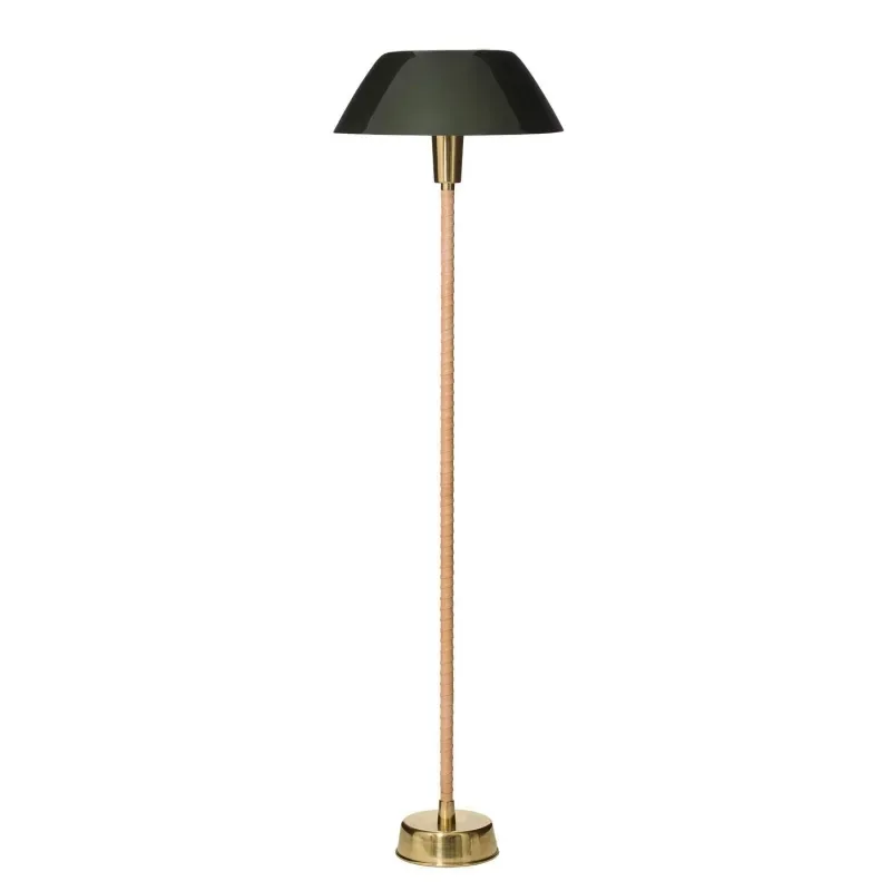 Innolux Senator golvlampa grön, stativ i läder och mässing