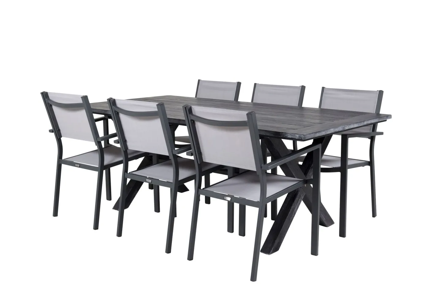 Rives Matgrupp 200 cm + 6 Copacabana Karmstolar Svart - Svart
