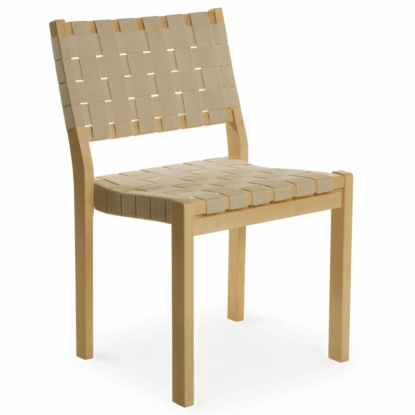 Artek - Chair 611 Björk/Natural White - Matstolar - Alvar Aalto - Vit - Naturmaterial/Trä