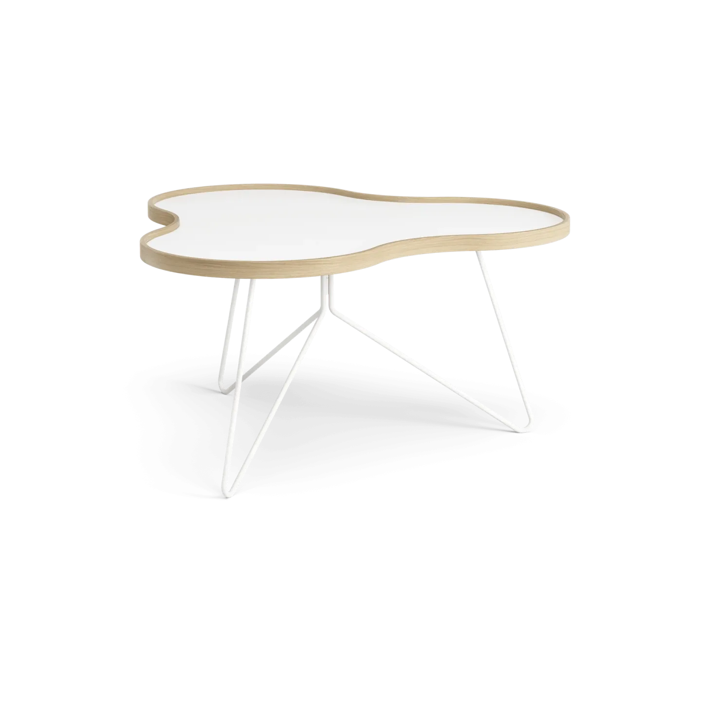 Swedese Flower Tisch 84 x 90cm Weiß, 45cm, Eichenkante, Weißes Gestell