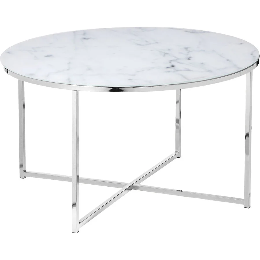 Salontisch Kilian weiss, silber Glas B 80 T 80 cm