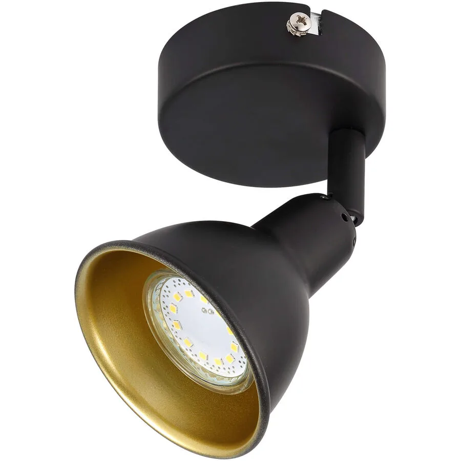 Spot Diogo Gold/Schwarz Metall 11 cm 10 cm - Farbe: schwarz-gold - LED - Lichtfarbe: Warmweiss - LED Energiesparlampen