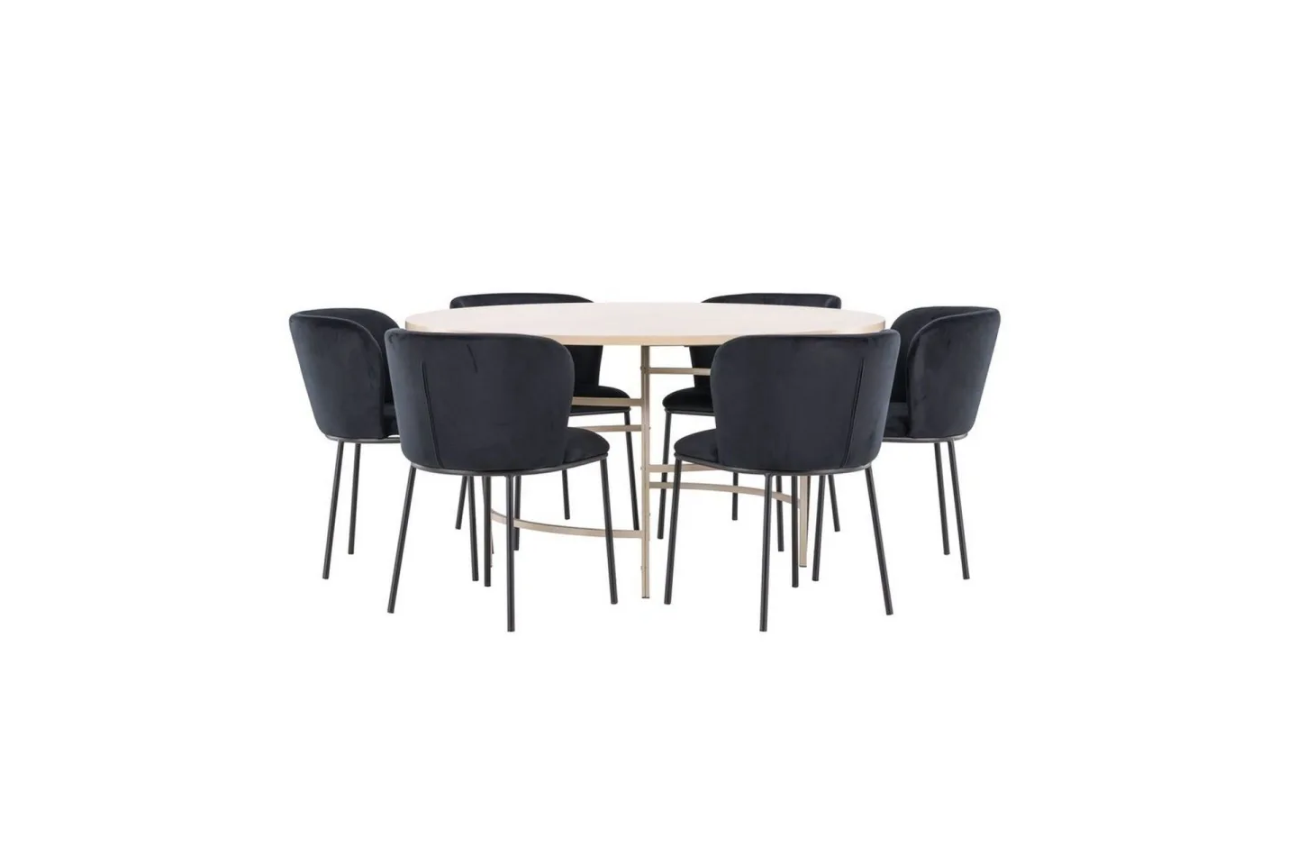 Matgrupp Copenhagen Runt 140 cm Vit/Beige med 6st Edina Stolar -