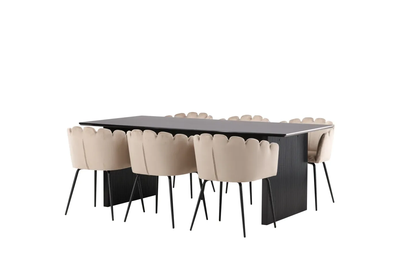 Matgrupp Sicharo 200 cm Rektangulär med 6 Limhamn stolar - Beige