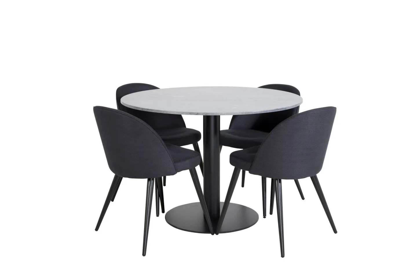 Estelle Matgrupp 106 cm Rund med 4 Velvet stolar - Svart