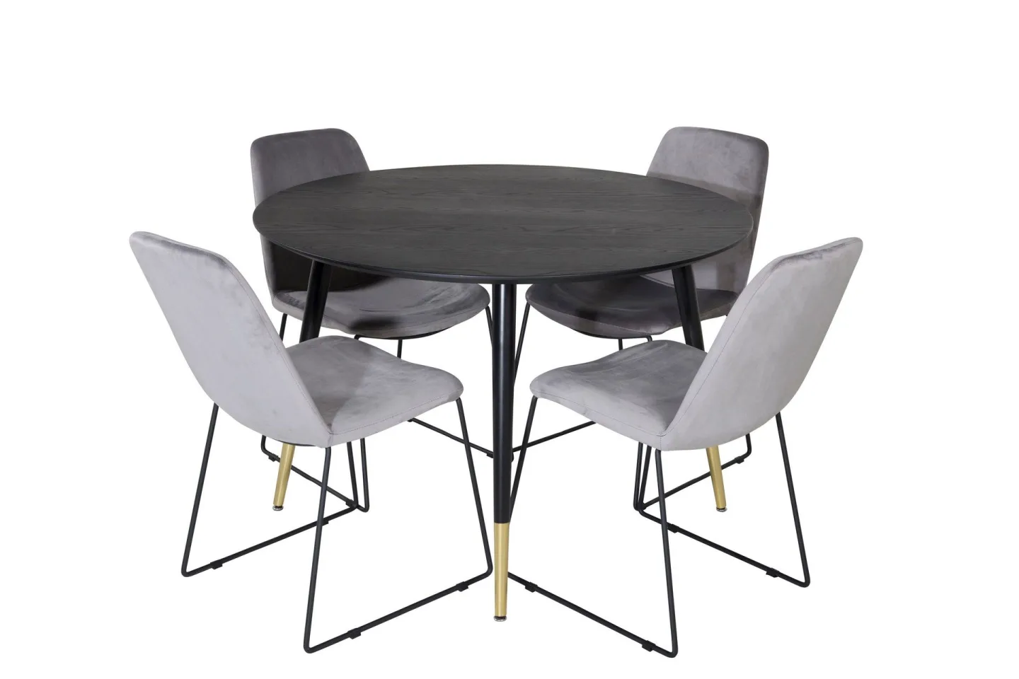 Dipp Matgrupp 115 cm Rund med 4 Muce stolar - Svart/Guld