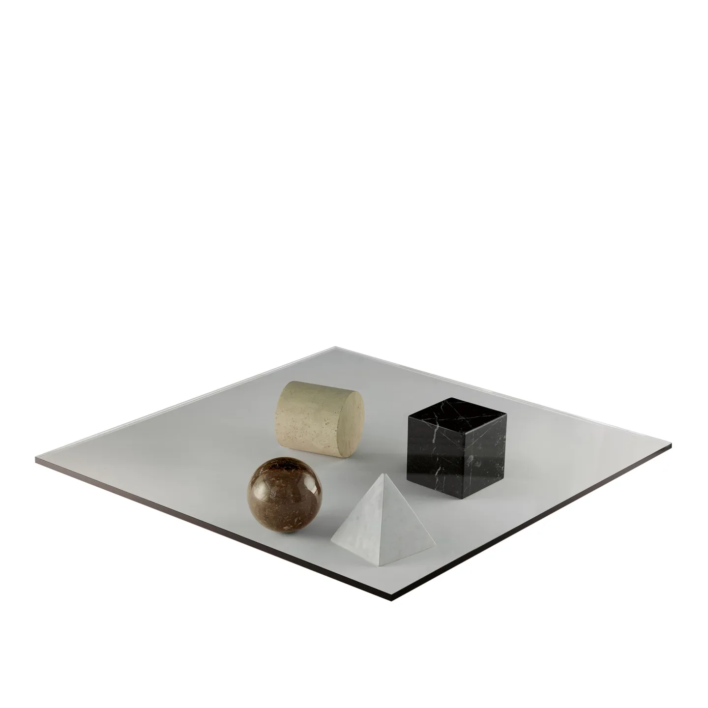 Martinelli Luce - METAFORA TABLE - 120X120CM - MIX - Soffbord - Lella & Massimo Vignelli - Transparent - Glas/Sten