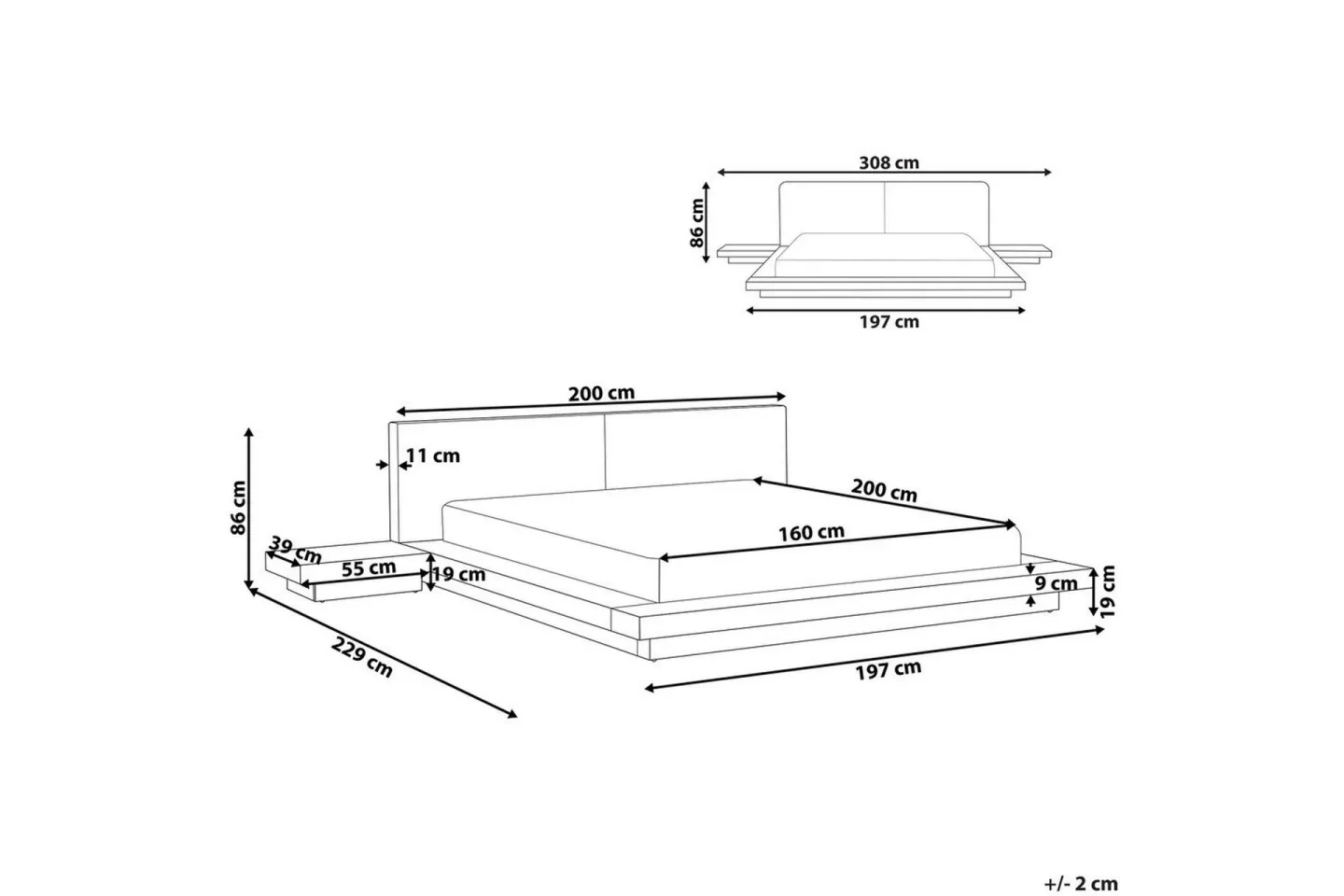 Dubbelsäng Zen med lamellram Brun-Vit, 160x200 cm - Brun-Vit, 160x200 cm