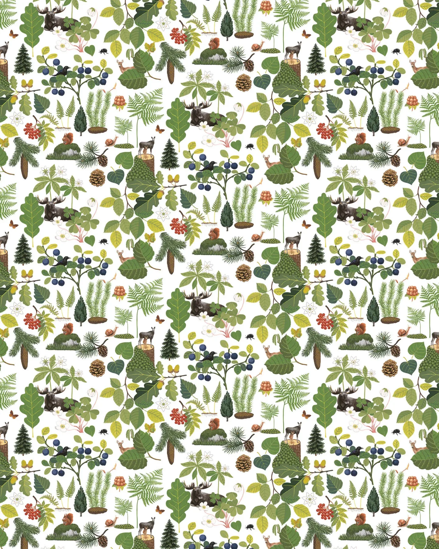 Arvidssons Textil Skogsliv Wachstuch Grün