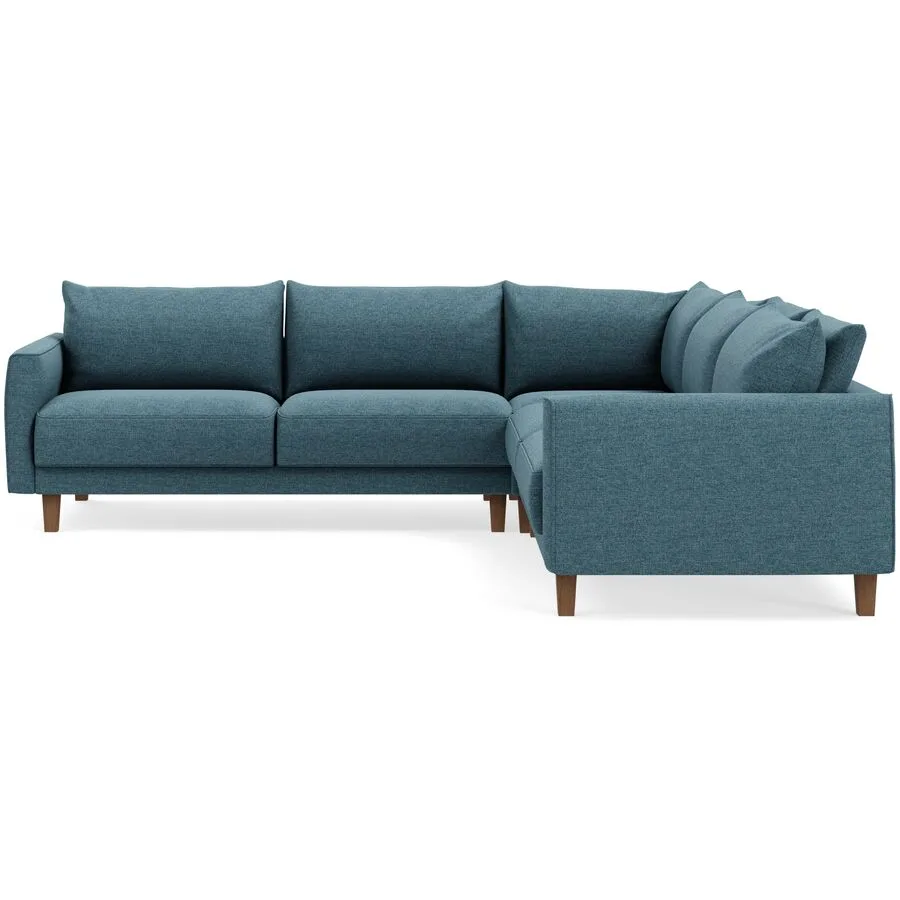 Ecksofa Avena Variabel Stoff/Holzfuss walnuss petrol B 264 T 264 cm - Möbel Konfigurator: Traummöbel individuell zusammenstellen