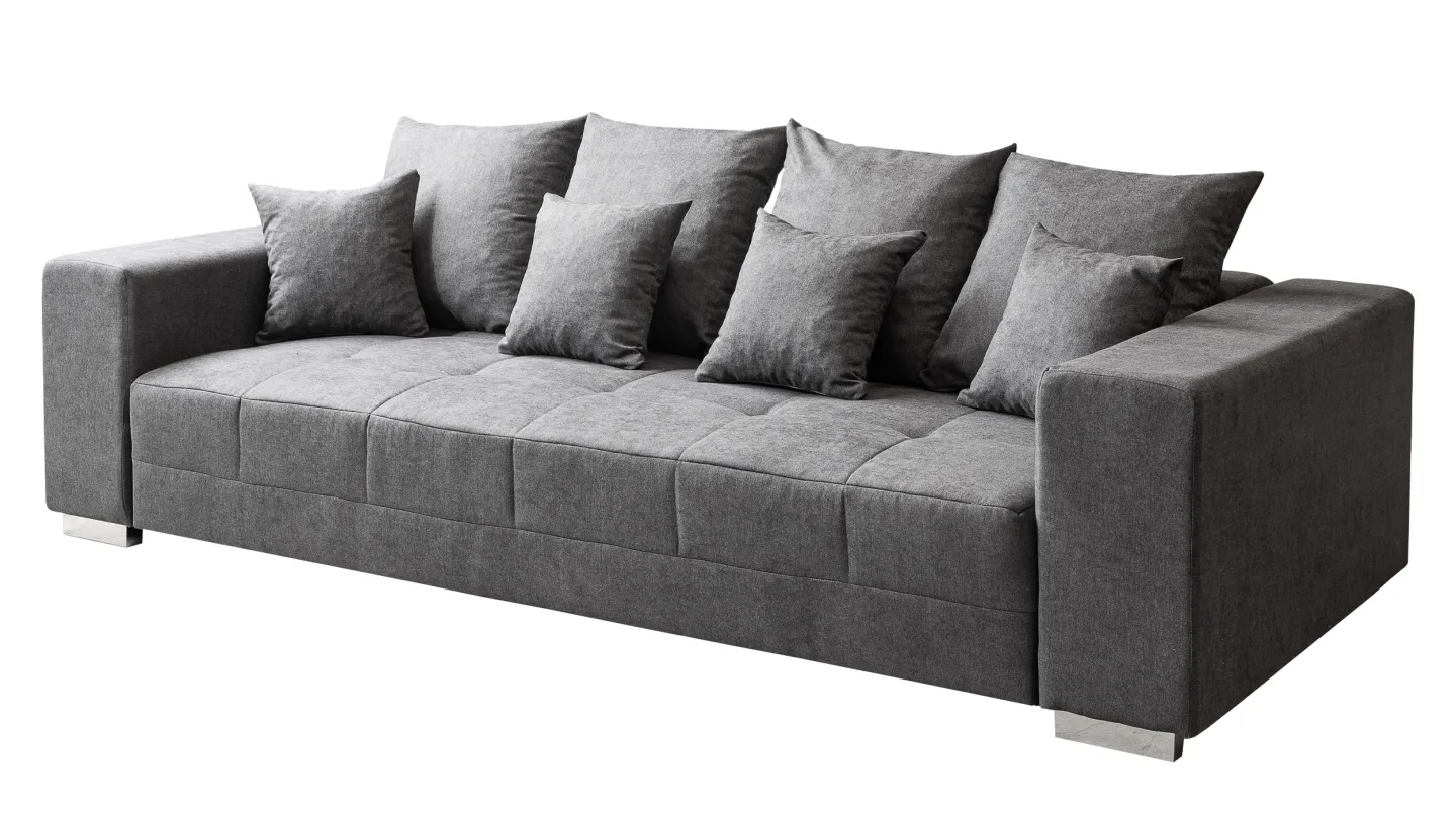 Big Sofa grau Stoffbezug - Microfaser - 254 cm - BORNEO