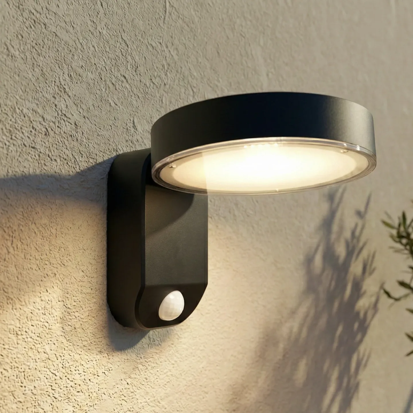 Tarlson LED-Solarwandlampe, rund, anthrazit, Sensor - Prios - Terrasse - Modern - Kunststoff - Einflammig