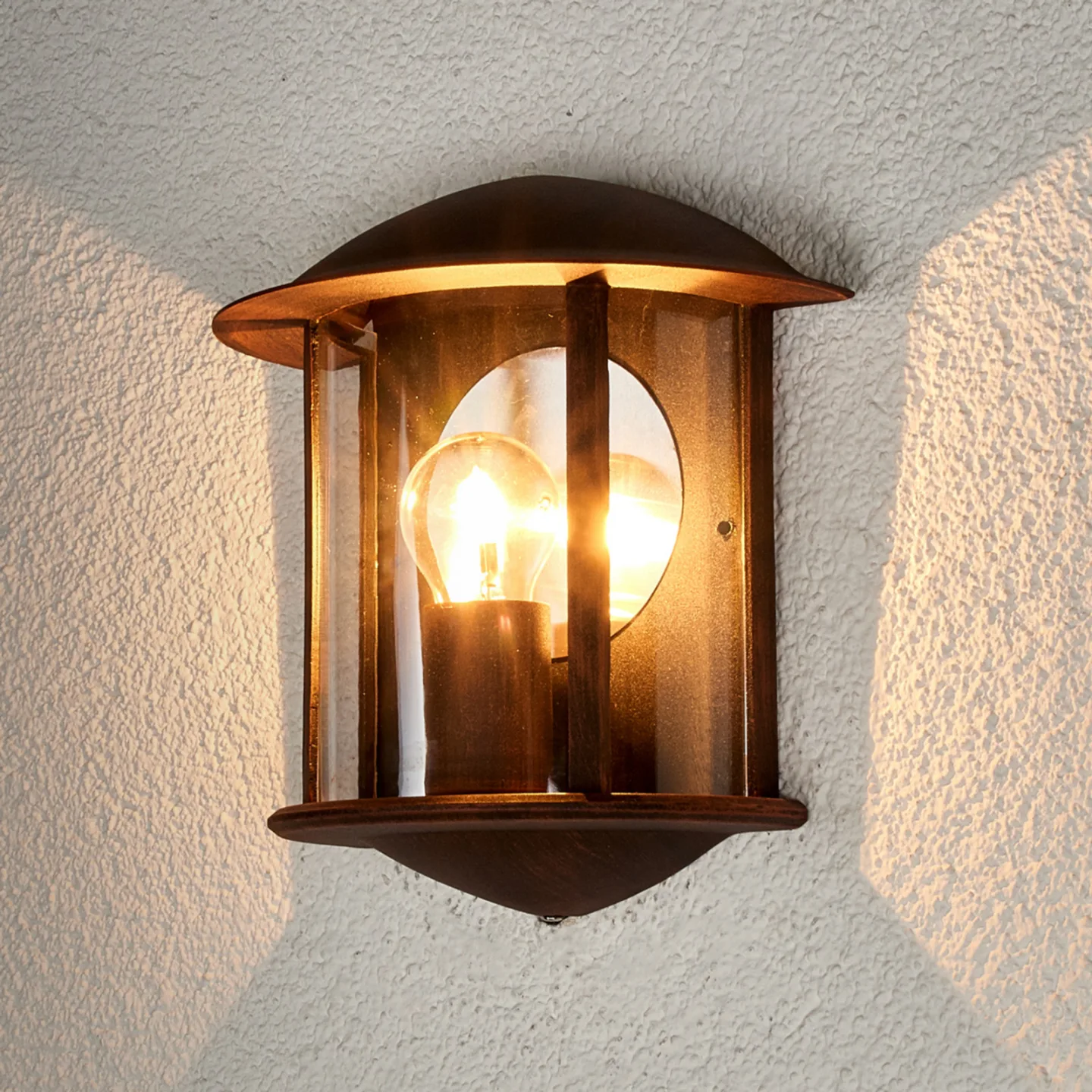 Maelis Utomhus Vägglampa Rust/Clear - Lindby - Balkong - Modern - Aluminium - Med en ljuskälla