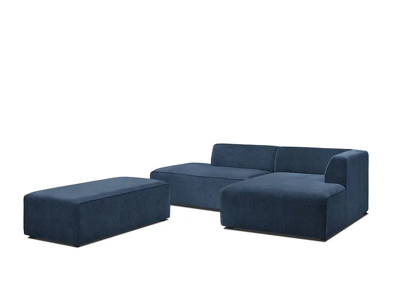 Sofa mit Hocker BOBOCHIC MEGEVE Stoff mit Textur dunkelblau