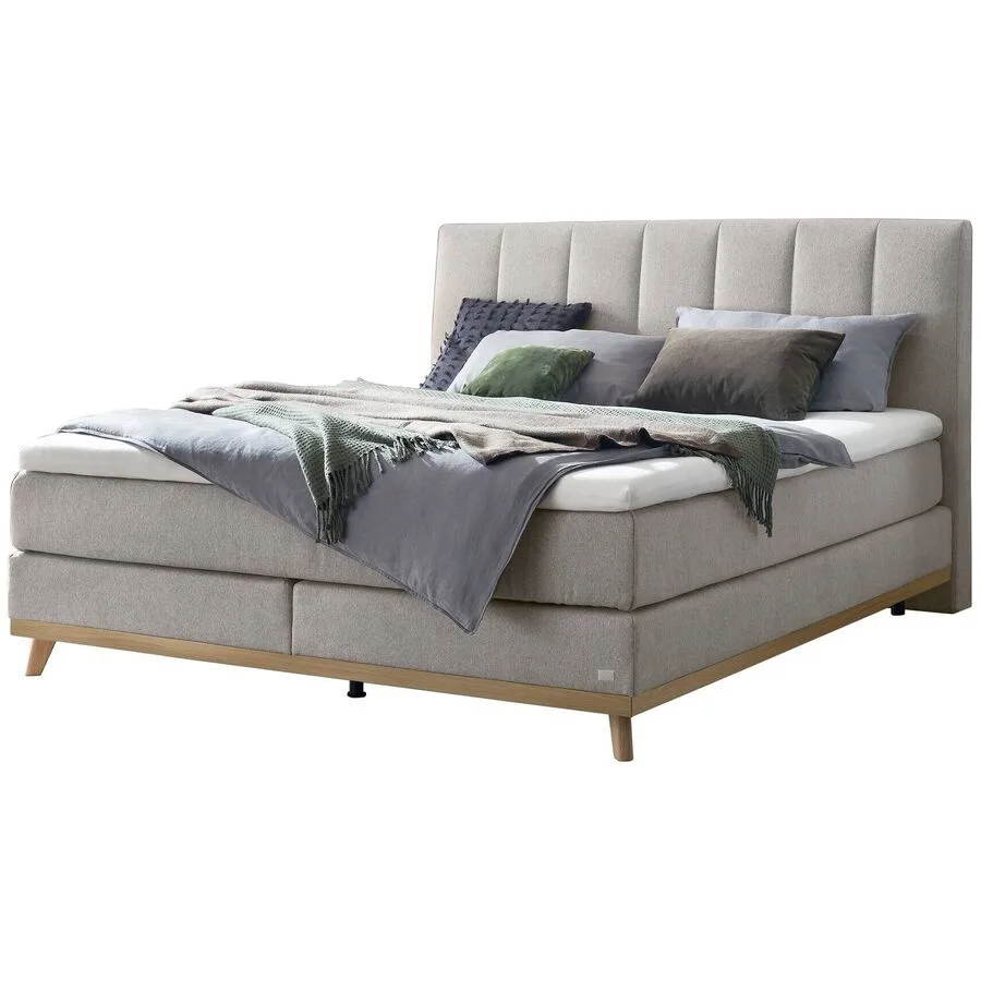 Hasena Boxspringbett Stefania Light Grey Stoff 140 x 200 cm