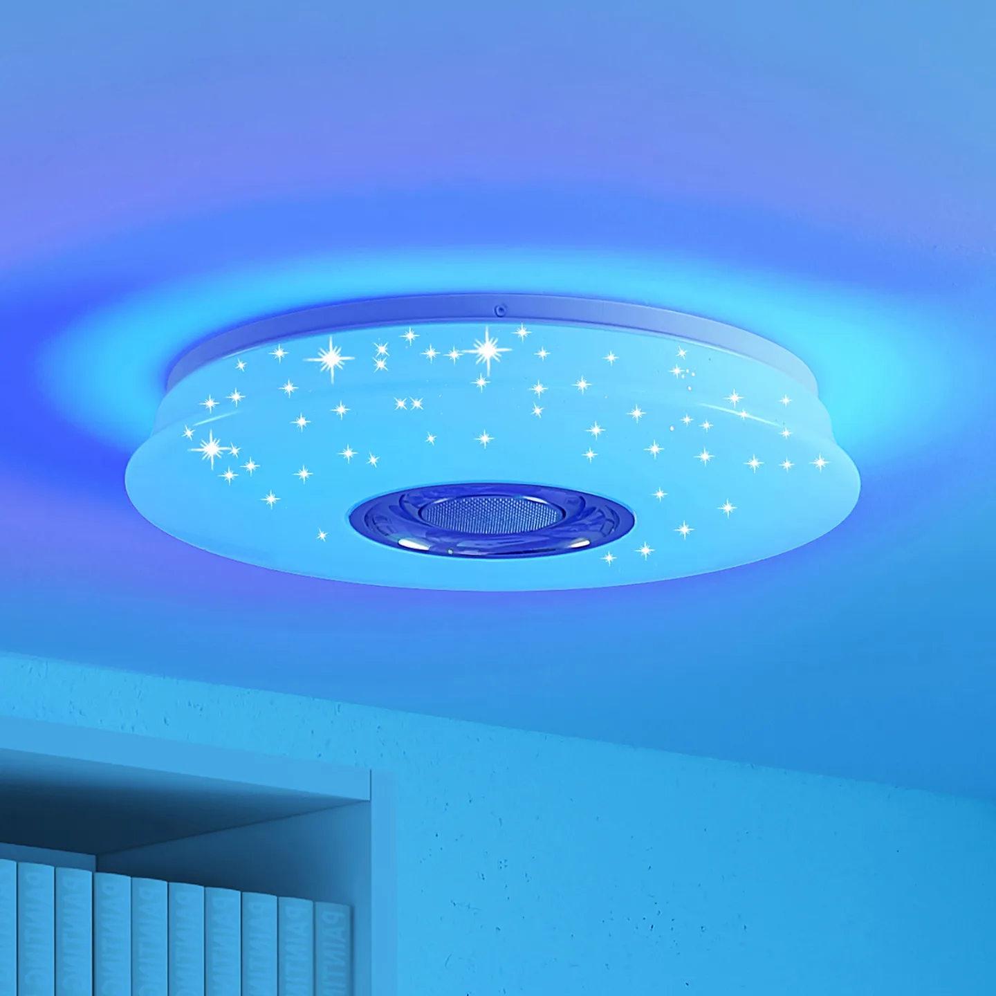 Elpida LED Deckenleuchte w/Speaker Opal - Lindby - Wohnzimmer - Modern - Kunststoff - Rund