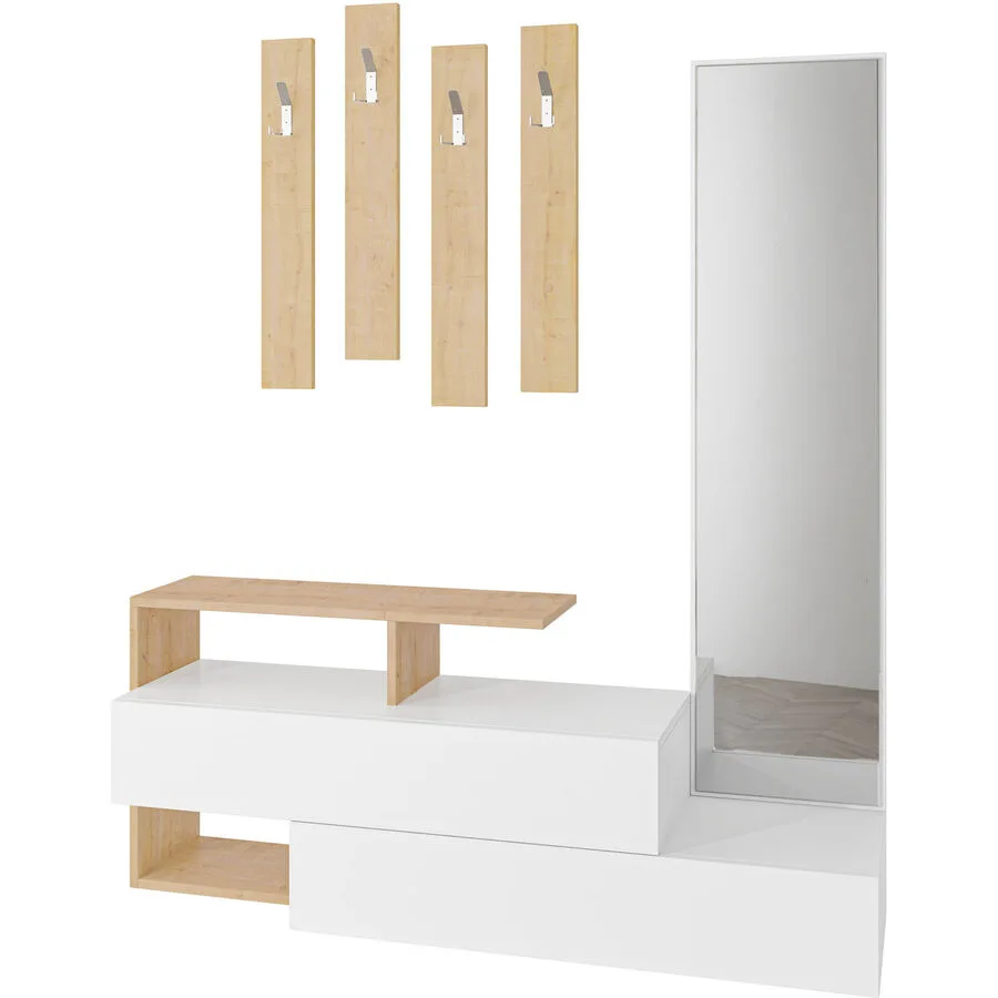 Garderobenmöbel Yemek weiss Melamin H 54.5 cm