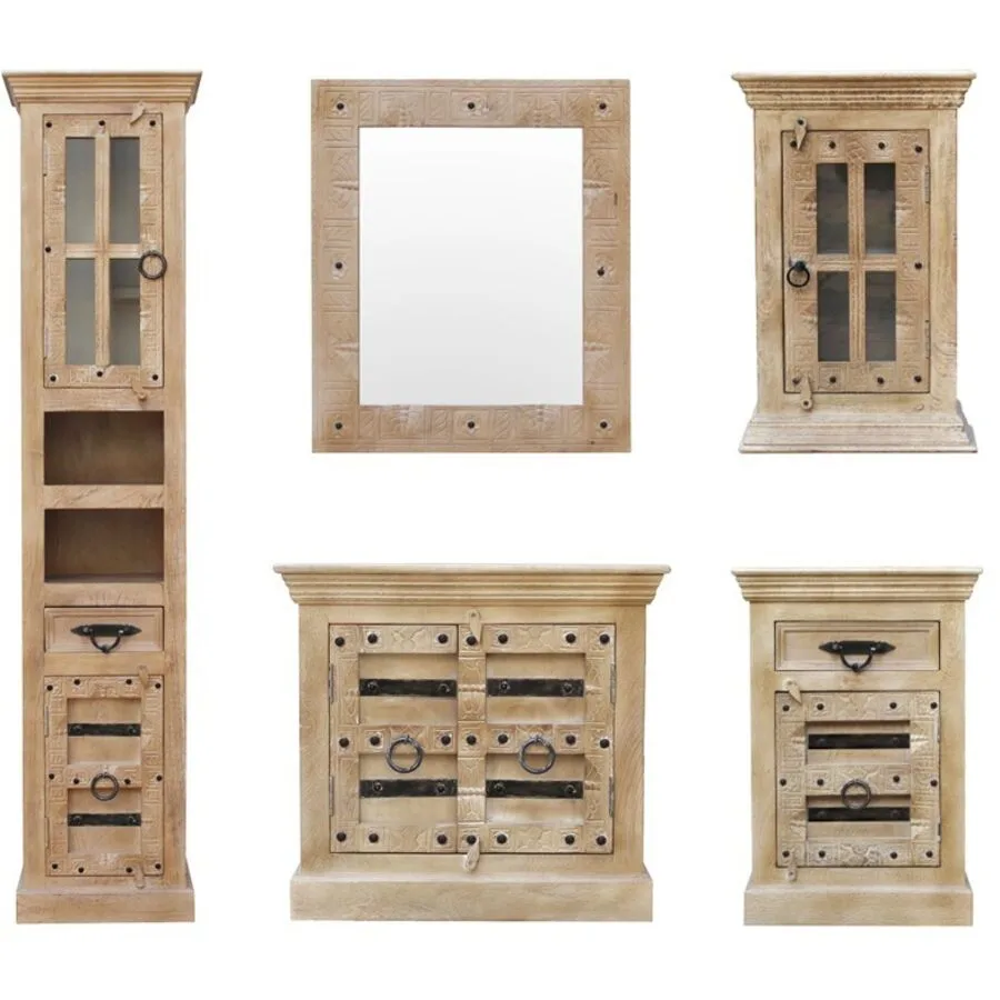 Badmöbel-Set Daipur natur Holz B 272 T 41 H 188 cm