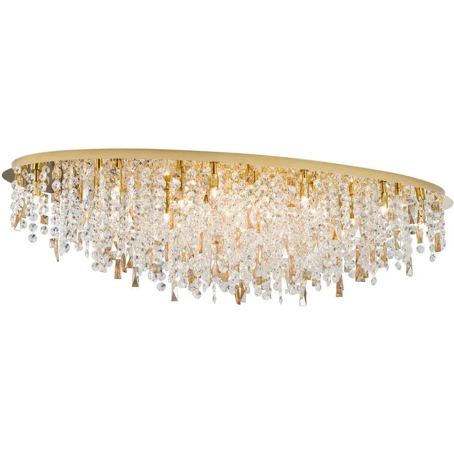 Briamond Deckenlampe Crystalriver Gold/Transparent Stahl/Kristall 120 cm 31 cm