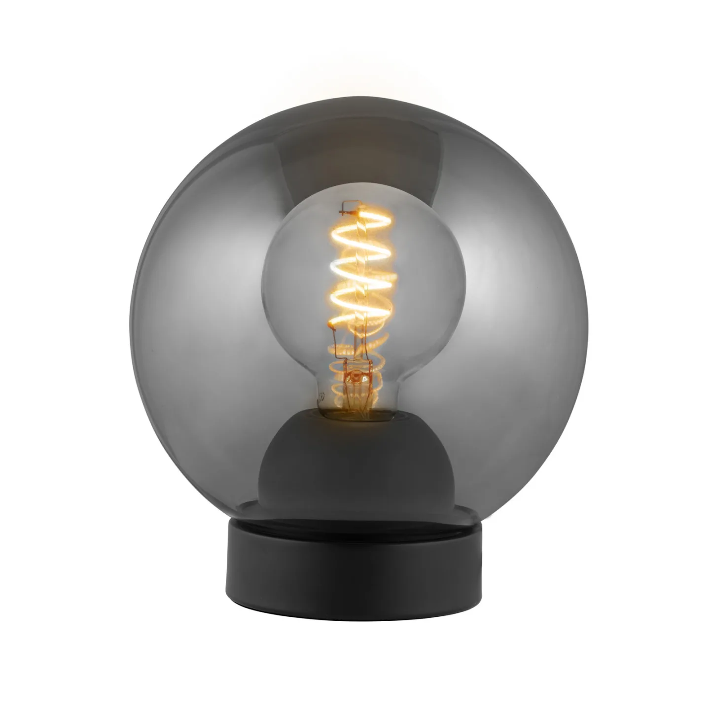 BUBBLES bordlampe, røggrå, Ø 18 cm, glas, E27 – Halo Design - Stue - Med én lyskilde