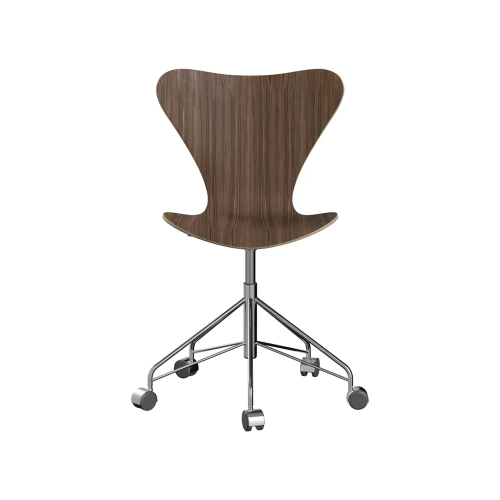 Fritz Hansen Sjuan 3117 kontorsstol mjuka hjul Lacquered walnut-chrome