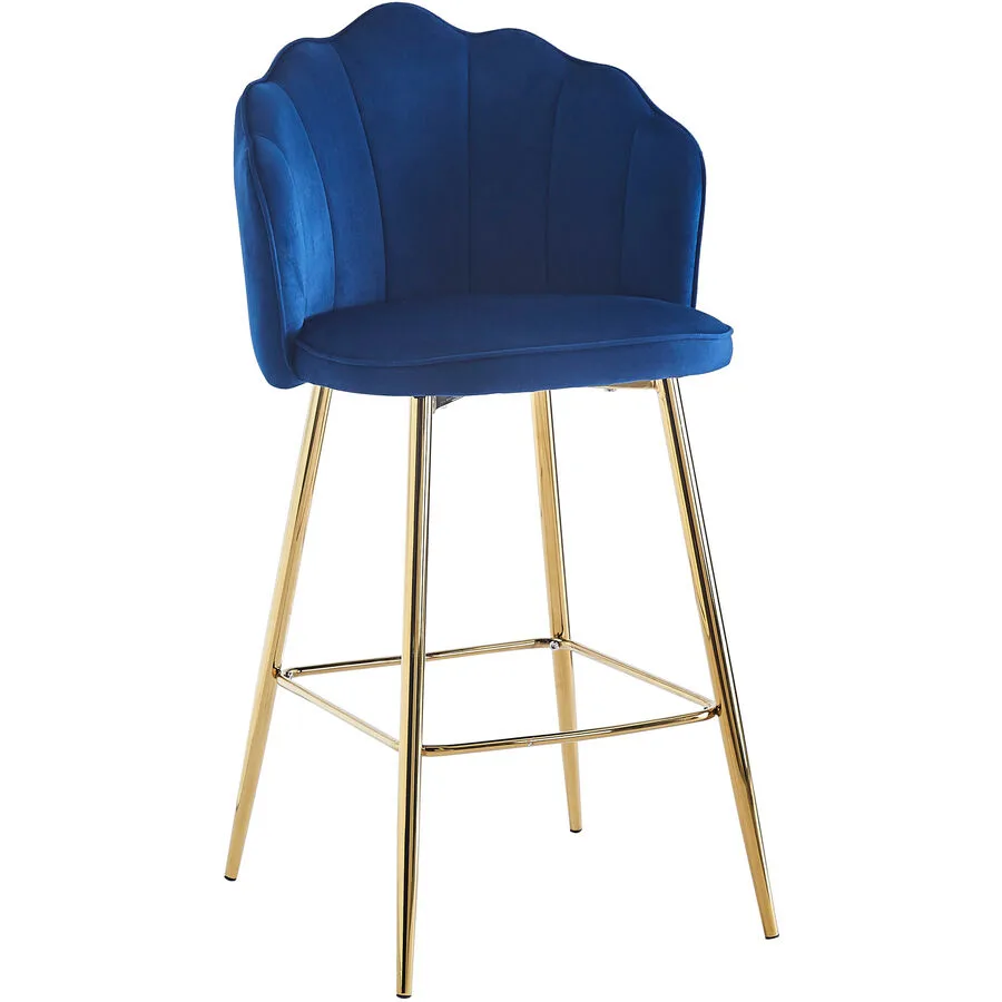 Barhocker Pedro dunkelblau Samt H 100 cm
