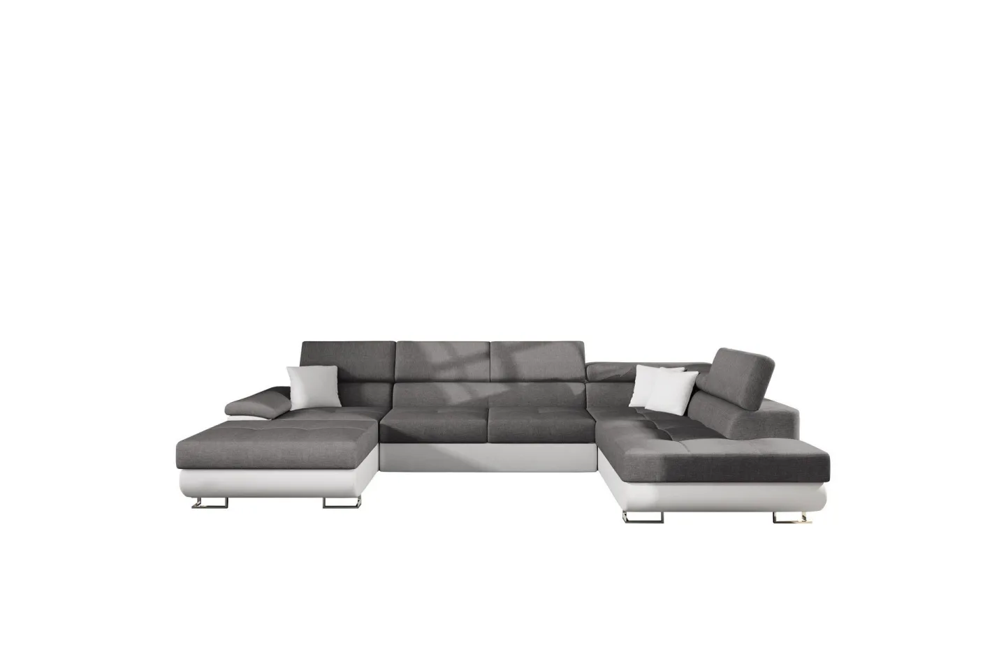 Reginia Bäddsoffa med Divan och Schäslong 4-sits i Konstläder - Vit/Grå