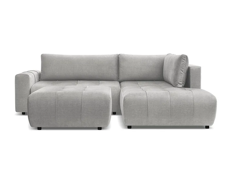 Ecksofa mit Hocker BOBOCHIC ARSENE Samt hellgrau